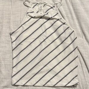 Caution To The Wind Black and White Striped Tank Top